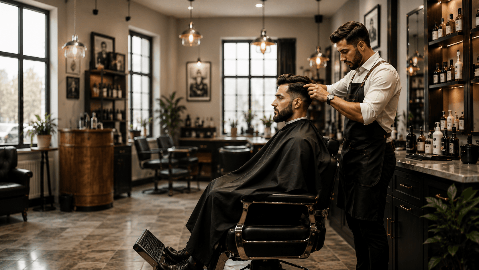 Loran's Gents Beauty Parlour Ramalloor Professional barber styling hair at Loran's Gents Beauty Parlour Ramalloor